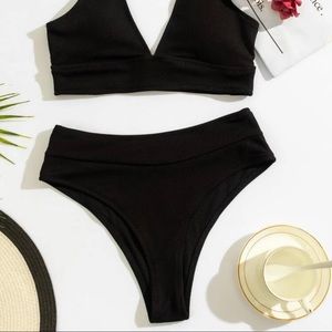 SHEIN High Cut Black Bikini Bottoms Triangle Sz M